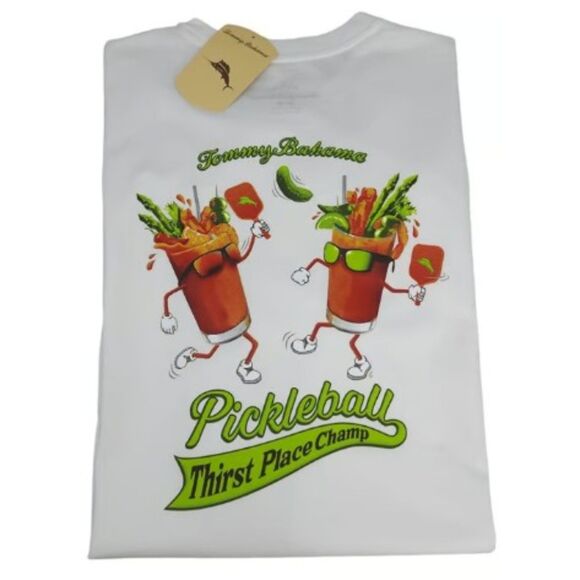 TOMMY BAHAMA Pickleball Thirst Place Champ T-Shirt Mens Small White Cotton 2 NWT - Picture 1 of 11